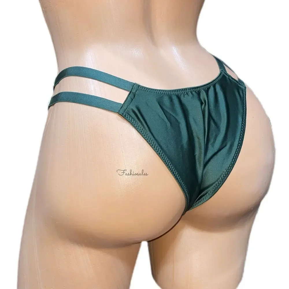 Victoria’s Secret Very Sexy Strappy Brazilian Slip Soft Satiny panty Olive Small